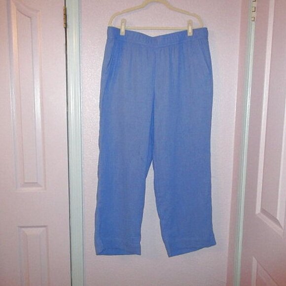 Talbots Women's Pants Size XL Airy Gauze Wide Leg High Rise Pockets Coastal Boho - Picture 1 of 8